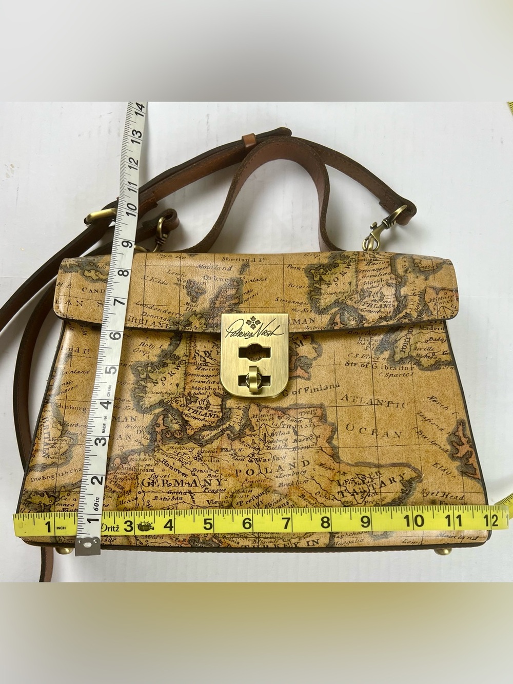 Patricia Nash Signature Map Collection Leather Satchel-Crossbody - Picture 12 of 15